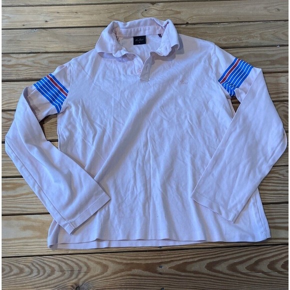 Rare Rabbit Striped Sleeve Polo Shirt Size Medium Men’s Pink - Picture 1 of 7